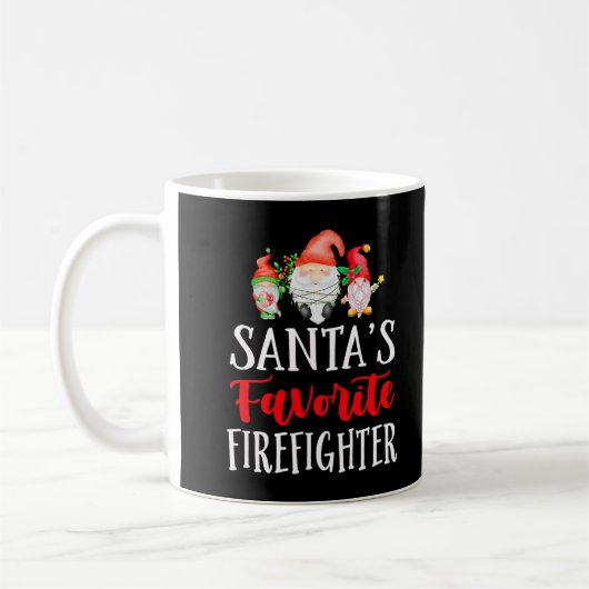 サンタが好きな消防士クリスマスおもしろノーム コーヒーマグカップ (左)