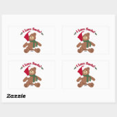 サンタが好き！クリスマステディベア 長方形シール (シート)