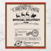 サンタが届ける一年の一おもしろい年 ワインラベル (シングルラベル)