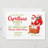 サンタが屋根の漫画 招待状 (正面)