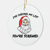 サンタが彼のリストをチェック セラミックオーナメント (左)