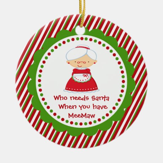 サンタが必要な…ミーモークリスマス飾り セラミックオーナメント (正面)