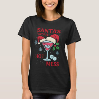 サンタが愛するホットメスマティーニプリント | 氷のようなXmas Tシャツ