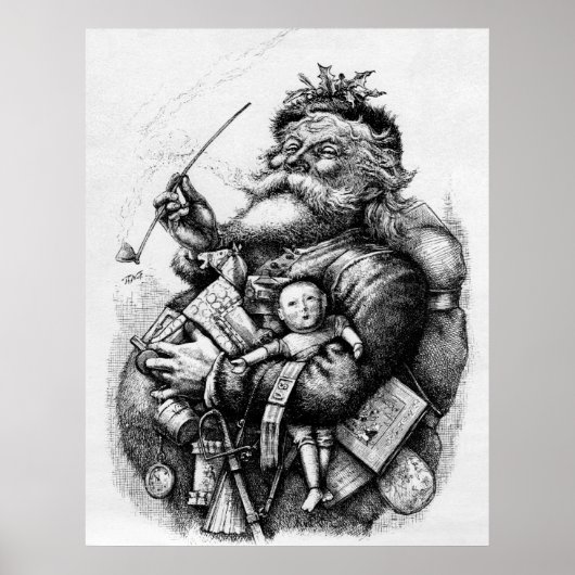 サンタが持つおもちゃは白黒 ポスター (正面)