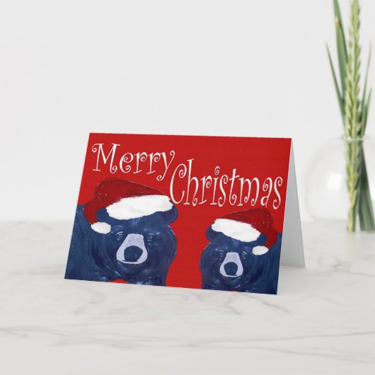 サンタが描かれたクリスマス・ホリデー・グリーティングカードです。 シーズンカード (正面)