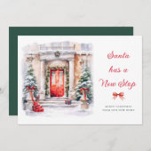 サンタが新しいストップ |休暇中の告知 シーズンカード (正面/裏面)