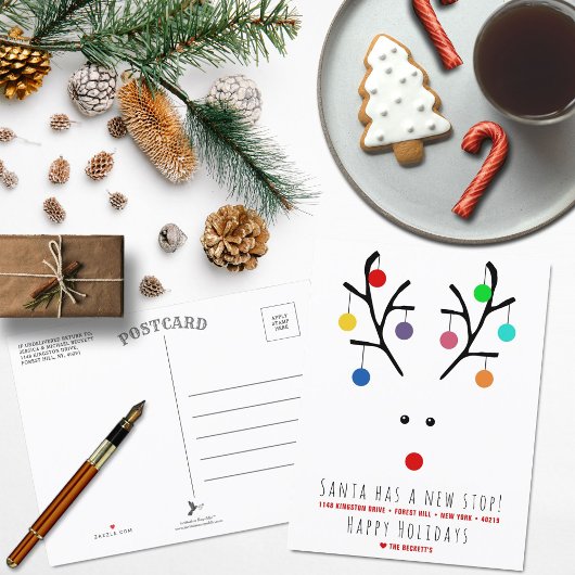 サンタが新しいストップ!引っ越しモダン休暇 案内ポストカード