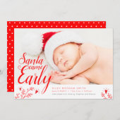 サンタが早く来ちゃった 新生児クリスマスカード シーズンカード (正面/裏面)