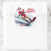 サンタが晴れた冬の日にスキーをする スクエアシール (バッグ)