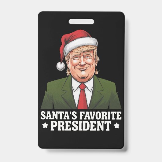 サンタが最も愛する大統領 面白いトランプ クリスマス バッジ (正面)