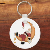 サンタが月のTシャツとギフトで眠る キーホルダー (正面)