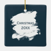 サンタが月明かりの中でそりを運転 セラミックオーナメント (裏面)