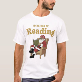 サンタが本を読む Tシャツ