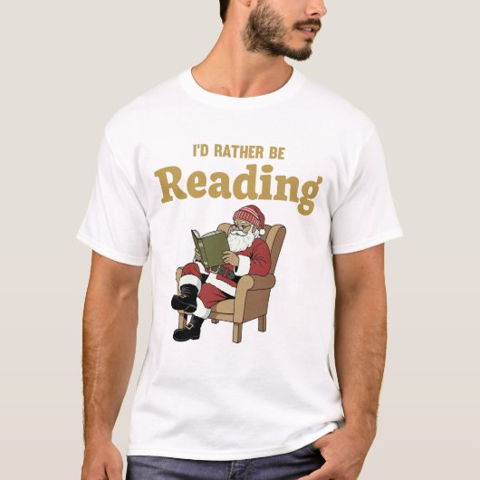 サンタが本を読む Tシャツ (正面)