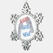 サンタが来た スノーフレークピューターオーナメント (右)