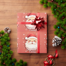 サンタが来る かわいい クリスマス ギフト包装紙 ラッピングペーパー