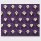 サンタが濃い紫のクリスマスを祝う ラッピングペーパー (フラット)