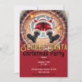 サンタが煙突から降りてくるサプライズパーティー 招待状 (正面)
