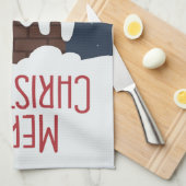 サンタが煙突に詰まった キッチンタオル (四つ折り)