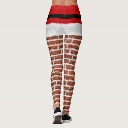 サンタが煙突のクリスマスおもしろいフェスティバルに立ち往生 レギンス (裏面)