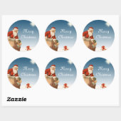 サンタが煙突を下るヴィンテージデザイン ラウンドシール (シート)