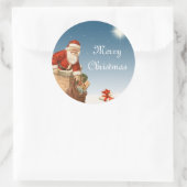 サンタが煙突を下るヴィンテージデザイン ラウンドシール (バッグ)