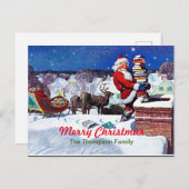 サンタが煙突を降りるテンプレート シーズンポストカード (正面/裏面)