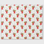 サンタが猫のクリスマスを手に ラッピングペーパー (フラット)