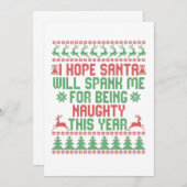 サンタが私をこんな風に引っ張ってくれるといいないけない サンキューカード (正面/裏面)