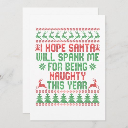 サンタが私をこんな風に引っ張ってくれるといいないけない サンキューカード (正面/裏面)