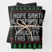 サンタが私をこんな風に引っ張ってくれるといいないけない ラッピングペーパーシート (インサイチュ)