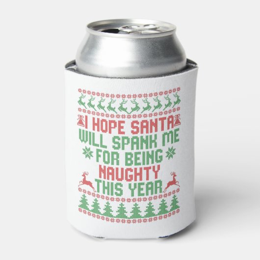 サンタが私をこんな風に引っ張ってくれるといいないけない 缶クーラー (缶正面)