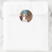 サンタが窓のヴィンテージクリスマスを通って覗く ラウンドシール (バッグ)