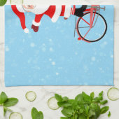 サンタが自転車に乗る キッチンタオル (折り畳み)