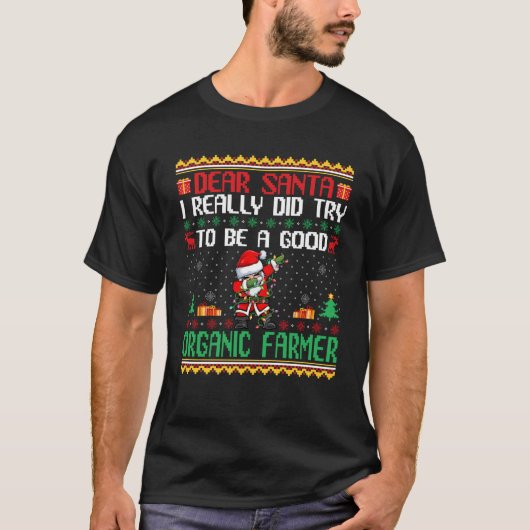 サンタが良い農家オーガニックおもしろいへ Tシャツ (正面)