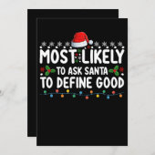 サンタが良い頼クリスマスを定義する可能性が最も高い 招待状 (正面/裏面)