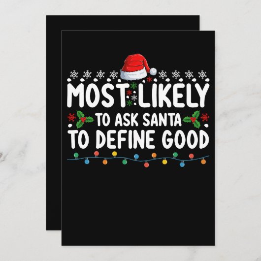 サンタが良い頼クリスマスを定義する可能性が最も高い 招待状 (正面/裏面)