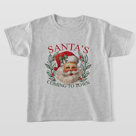 サンタが街にやってくるキッズのクリスマスTシャツ Tシャツ (レイダウン)