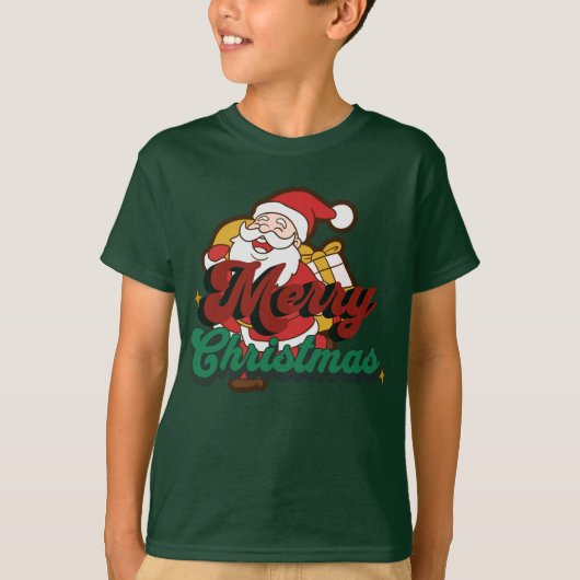 サンタが街にやってくるTシャツ メリークリスマス Tシャツ (正面)