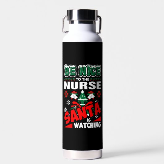 サンタが見ているナースに優しい ウォーターボトル (正面)