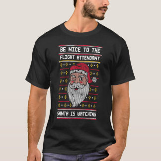 サンタが見ているフライト付き添い人に優しい Tシャツ