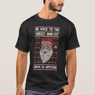 サンタが見ている信用アナリストに親切に Tシャツ