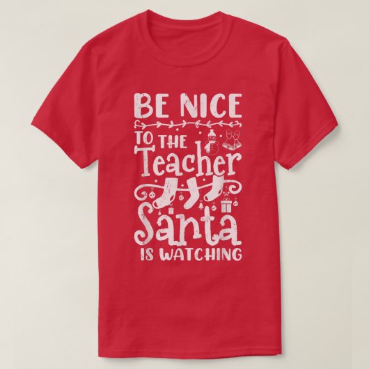 サンタが見ている先生に優しい先生C Tシャツ (デザイン正面)