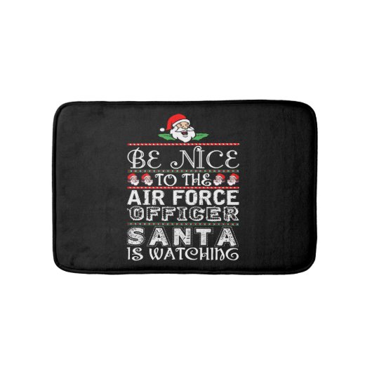 サンタが見ている空軍将校に親切に バスマット (正面)