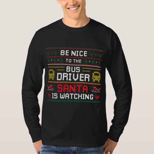 サンタが見るおバカなクリスマスデザイン 学校 Tシャツ (正面)