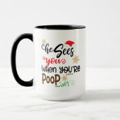 サンタが見るのはクリスマスのフンおもしろいの時 マグカップ (左)