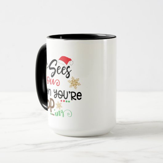 サンタが見るのはクリスマスのフンおもしろいの時 マグカップ (正面左)