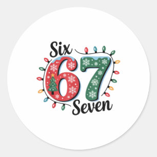 サンタが言うにはクリスマスは6+7 Funny 67 Xmas メメ ラウンドシール