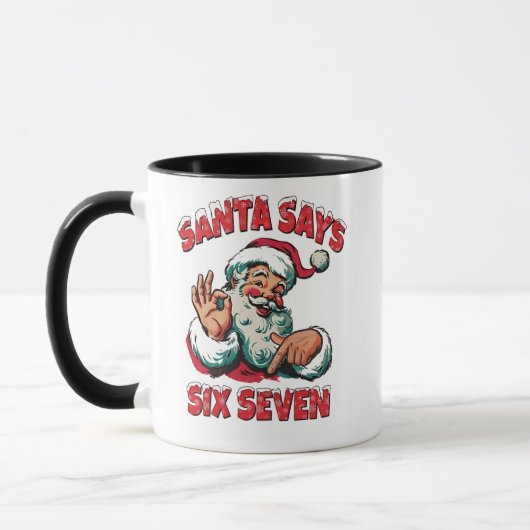 サンタが言ったシックスセブン 6 7 クリスマス サンタクロース マグカップ (左)
