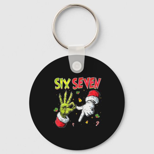 サンタが言った「67クリスマス」面白いMeme Xmas キーホルダー (正面)